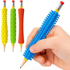 Textured Silicone Pencil Grips, Sensory Stress-Relief Writing Aids, Quiet Focus Tool for Kids & Adults, Classroom & Travel Use, Office Supplies