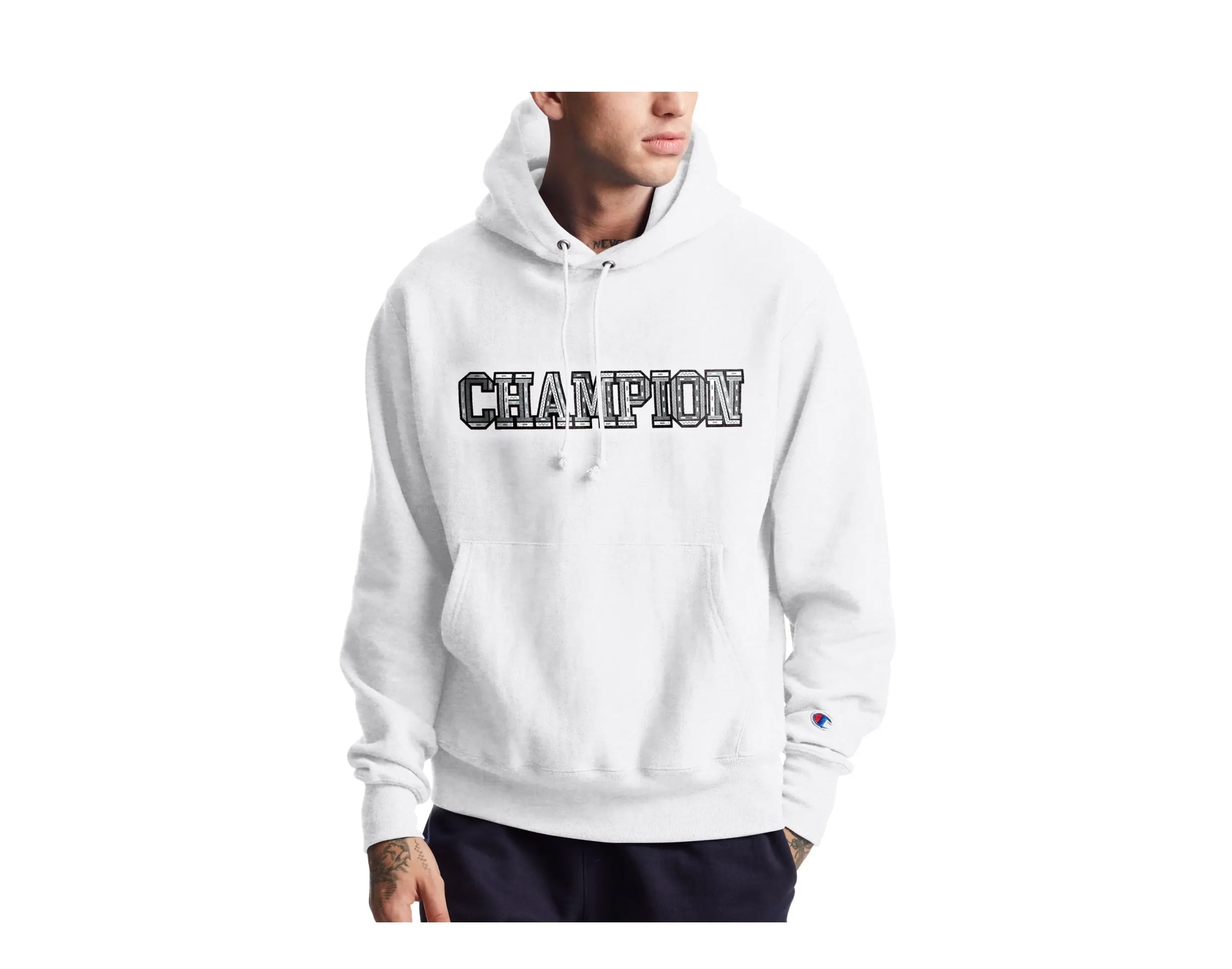 Champion C Life Reverse Weave 3D Logo Pullover Hoodie in White| Fleece