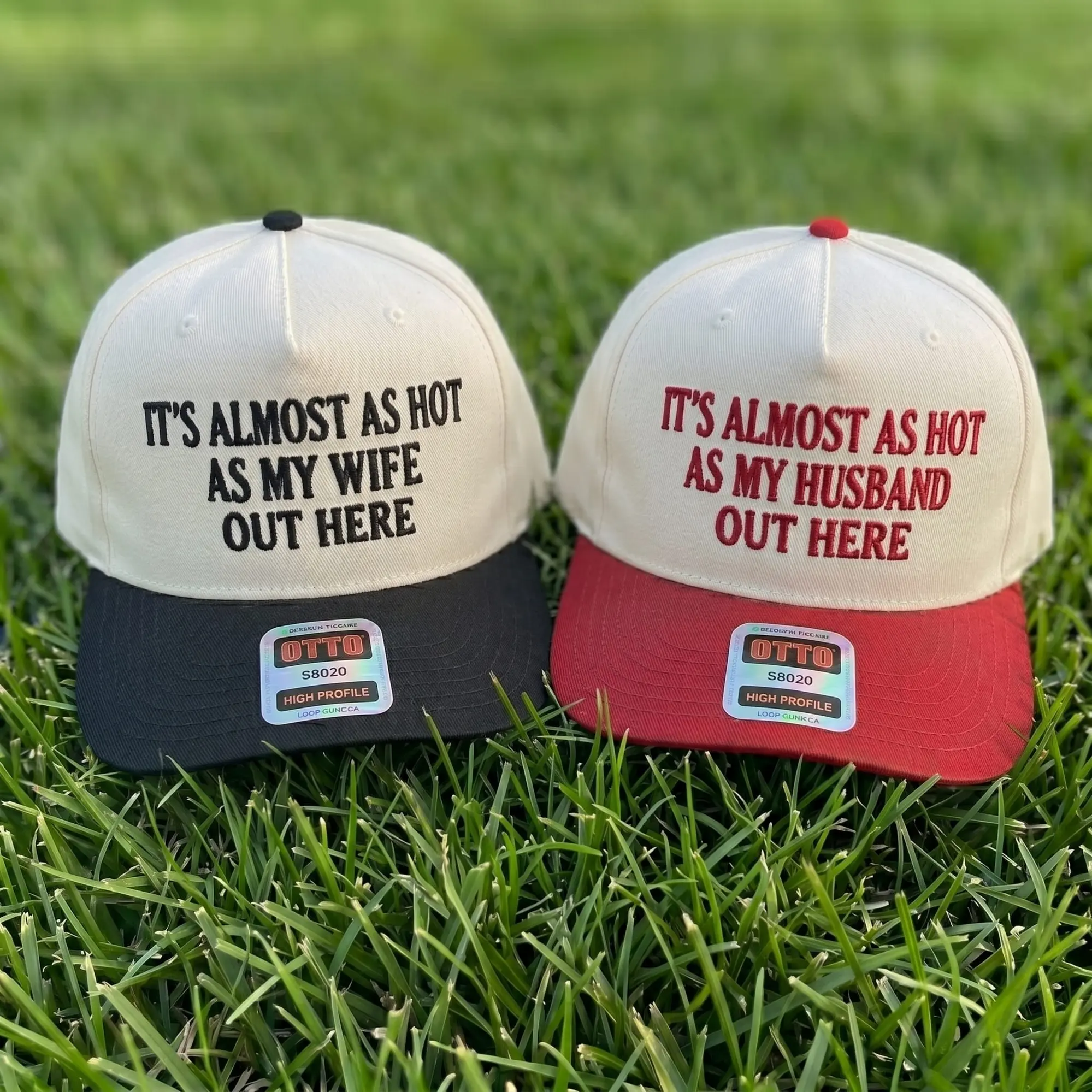 Its Almost As Hot As My Husband & Wife Couple Trucker Cap, Two-Tone Cotton Sarcastic Wife Hat, Couple Match Hat, Summer Vibes For Couples