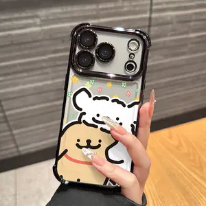 Adorable Cartoon Animals Interact on This Cute Maltese Dog Phone Case, Designed for Apple for iPhone 17 Air 16 15 14 13 12 11 Pro Max Plus . It Features a Plated Border And Four Corners for Drop Protection