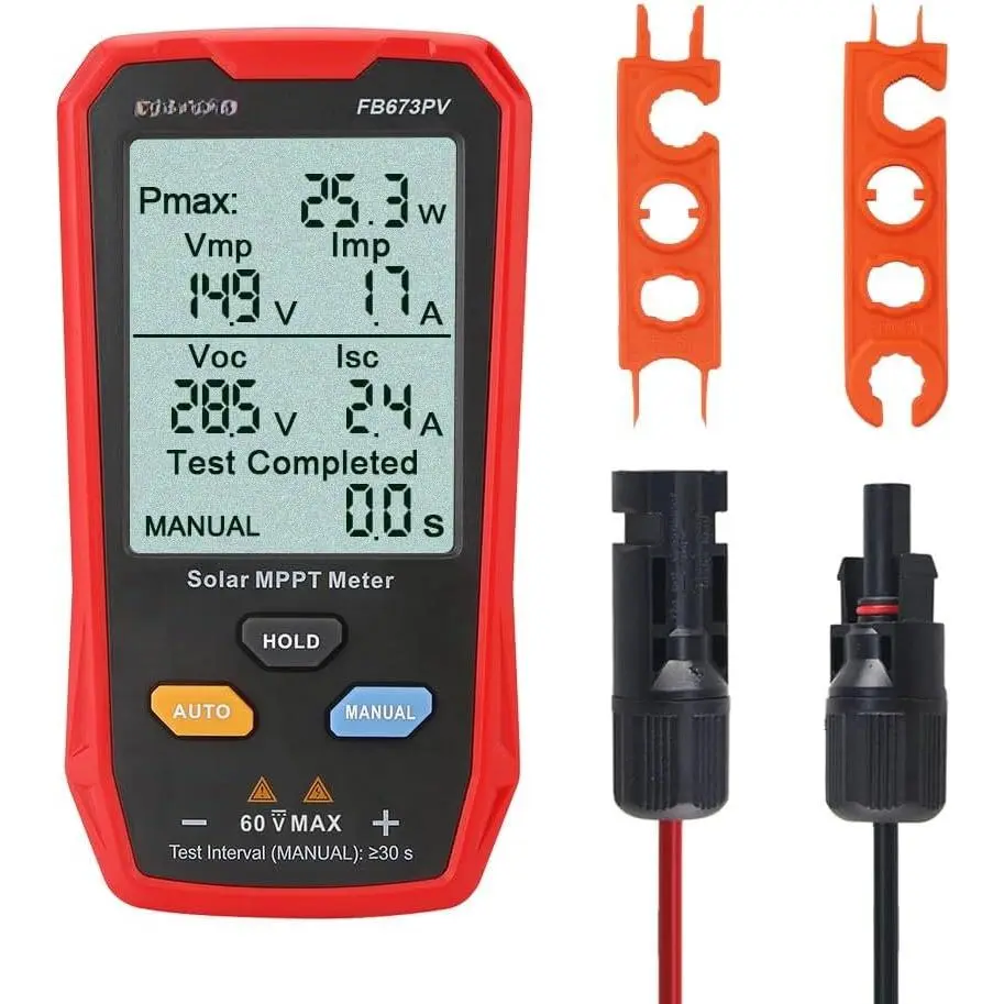 Upgrade Solar Panel Tester Meter Photovoltaic Multimeter 800W, Solar MPPT Meter with Large Ultra Clear LCD,  MPPT Open Circuit  Troubleshooting Utility Tool for Solar PV Testing