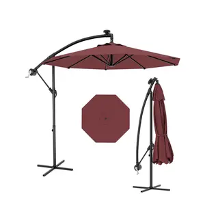 10ft Cantilever Umbrella with Base Included | 360° Rotation & Infinite Tilt Offset Patio Umbrella | Heavy Duty Fade-Resistant Outdoor Umbrella for Backyard, Pool, Deck, Garden
