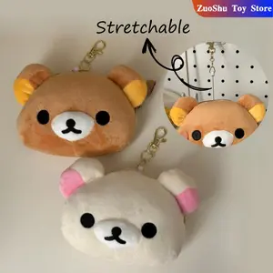Kawaii Rilakkuma Plush Mini Storage Bag Card Pen Eraser Storage Bag For Kids Zero Wallet Schoolbag Pendant Bag School Stationery
