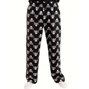 y Menswear Hub Men's Skull Pattern Casual Loose Stretchy Comfy Home Pajama Pants