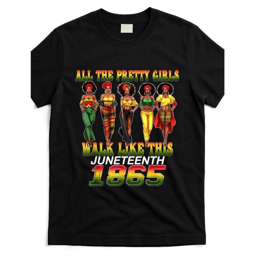 Men & Women Juneteenth 1865 Celebrate Freedom T-Shirt – Vintage Graphic Print With “All The Pretty Walked” Design – Soft Breathable Cotton Tees