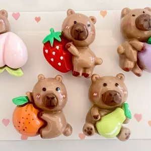 Capybaras with Fruit Magnets (set of 5): Perfect Gift for Capybara Lover