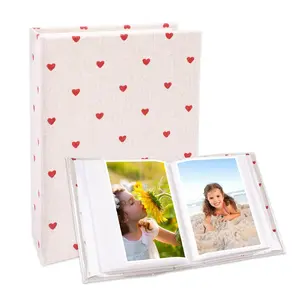 Linen Cover Mini Album 10x15 Cm, Holds 100 Photos, Portable Photo Book, Ideal for Weddings, Anniversaries, Baptisms, Crafts