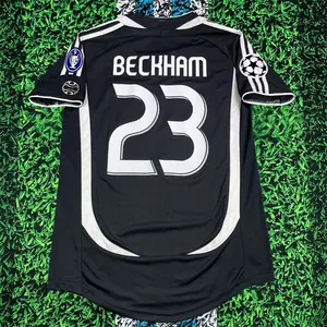 0607 Away Black Short Sleeve No. 23 Beckham Retro Sports Football Jersey