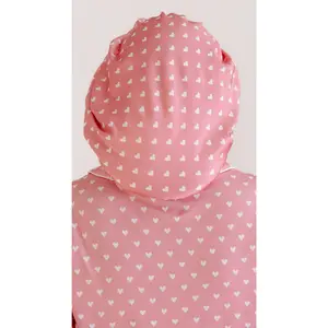 Adult Satin Bonnet in Pink Hearts