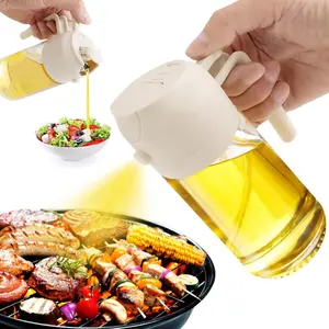 Glass Oil Sprayer & Dispenser - 2 in 1 Kitchen Gadget, 470ml, Oil Sprayer for Cooking & Salads, 16oz Oil Bottle - Utensils