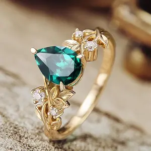 Elegant Women's Copper Ring,sparkling rings for women,teardrop shape,promise rings for gf,engagement rings,accessories for women,accessories,womens gifts,Suitable for parties,festivals,gifting,and daily wear,14k gold plate-569