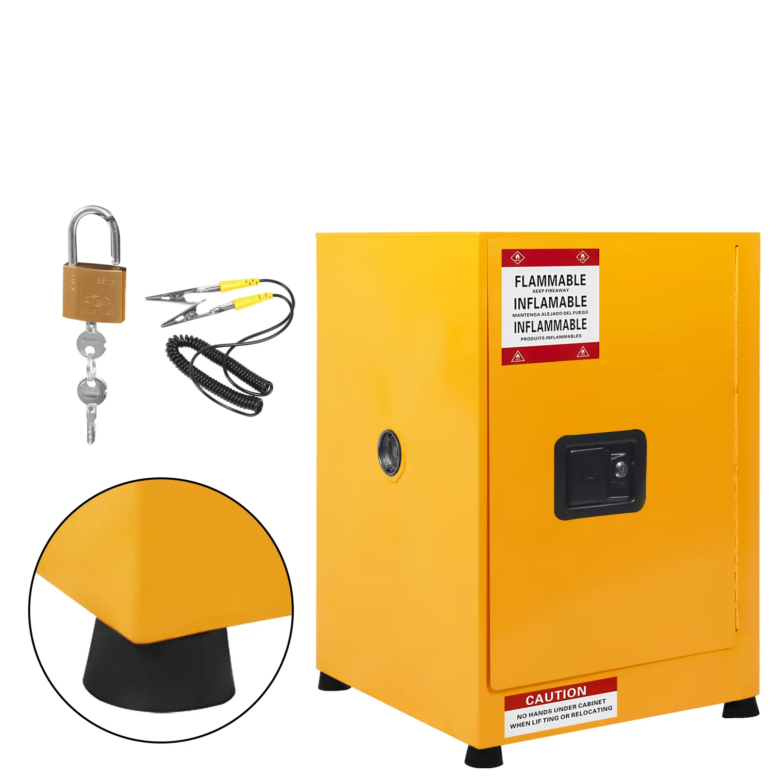 12-Gal Industrial Fireproof Safety Cabinet, 17in x 17in x 22in - Double-Walled Cold-Rolled Steel, Adjustable Shelf, Key Locking System, Vents for Lab & Workshop Chemicals Storage