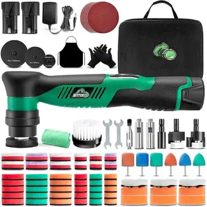 S5 Cordless  Buffer Polisher Sander  Action & Rotary Polishing Machine 1/2/3 Inch Polishing Pads for  Detailing,6 Variable Speeds 2000-5500RPM,Mini Polisher for   Polish