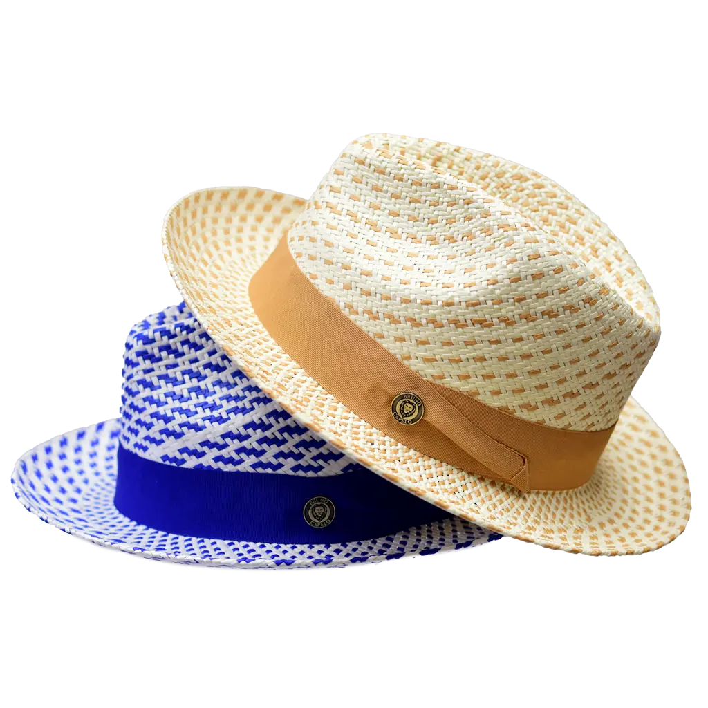 Naples Collection Hand-Weaved Fedora Hat 100% Natural Straw 2.75" Snap Brim Moisture-Wicking Cotton Sweatband Adjustable Fit