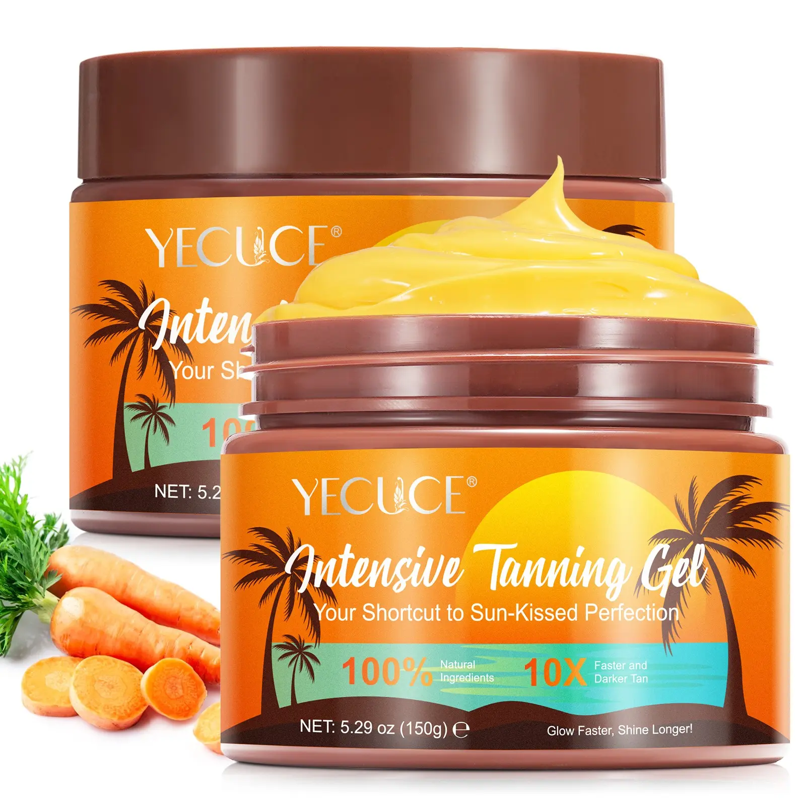 Yecuce Beauty Cream-150g, Carrot Oil Olive Oil Fast Absorption, Body Cream Moisturizer, Moisturizing Hydrating Body Lotion for Healthy Glow, Soft Easy Application, Tan, Body Care, Cosmetic