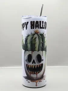 Unique Cactus 20 oz Stainless Steel Tumblers with Straw and Sraw Cleaner Bottle Drinkware Metal Portable Reusable Water Bottles Drink Cup Plastic Mug