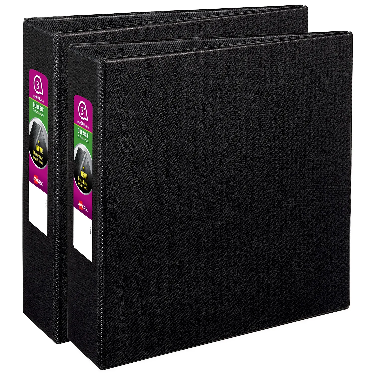 Avery Durable 3-Ring Binders - 3 in Slant Rings, 2-Pack Black Office Binders (46017) for Life, Document, School, Recipe, Portfolio Use, Life Binder, Document Binder