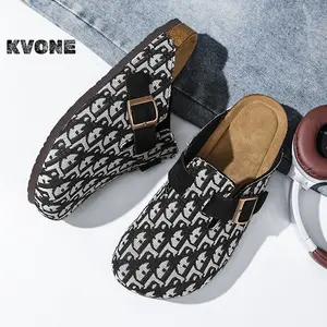 KVONE-Trending shoes 2026 Clogs for Women's and Men's,Soft Cork Footbed Mules Comfort Potato Shoes with arch support flat buckle clogs,textured design clog non slip footwear,slippers Shoes Casual Footwear