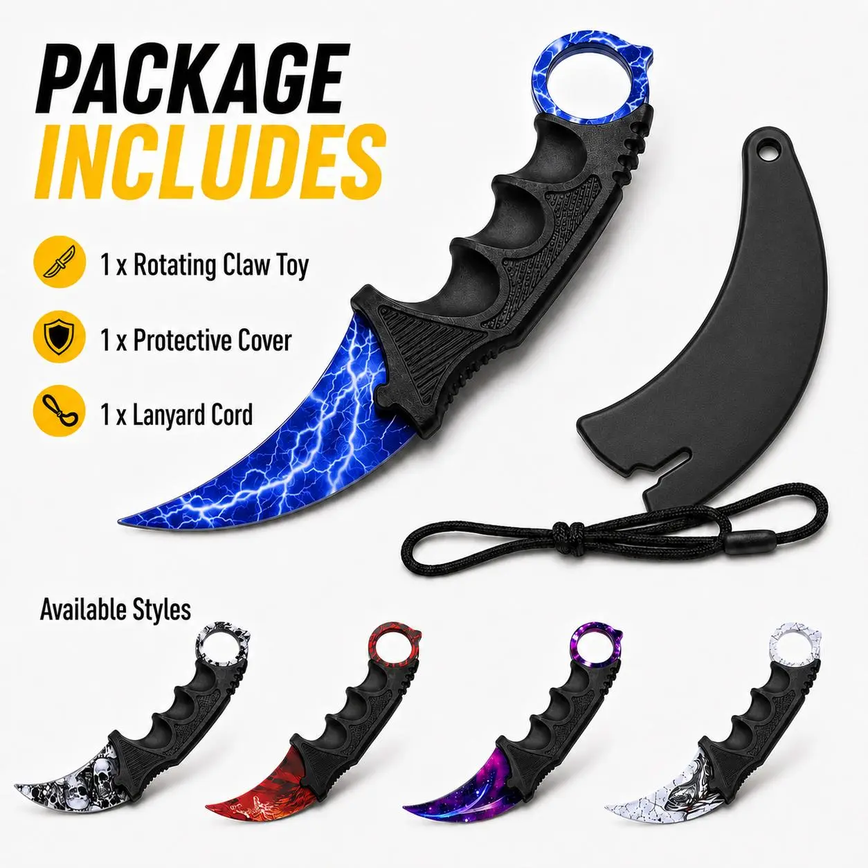 CSGO-Style Smooth-Rotating Claw Fidget Unisex Stress Reliever - No-Blade Plastic Indoor Desk Gadget, Camouflage Survival Folding Knife Set with Scabbard for Office, Gamer Gift (Compact Tribal Durable EDC Tool)