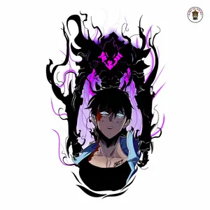 Sung Jin-Woo Shadow Monarch Sticker, Vinyl Sticker, Solo Leveling Fanart, Dark Summoner Aura, Anime Style Laptop Decor