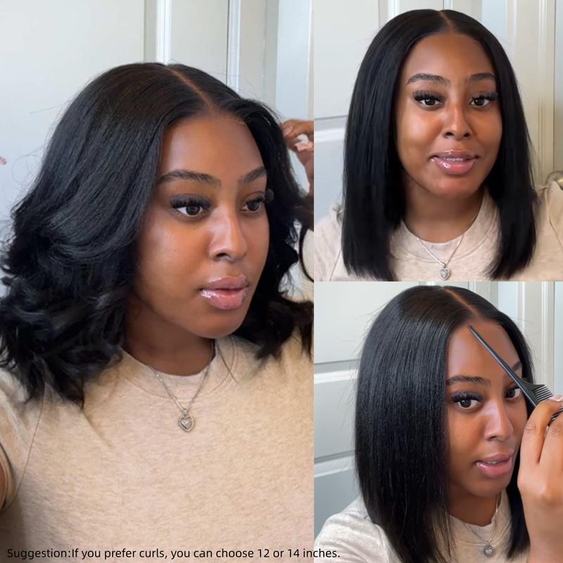 UNice Glueless Yaki Straight Short Bob Wig Pre-cut 7x5 HD Lace Human Hair Wigs with Bleached Knots Beginner Friendly Natural Hairline ##tiktokshopjumpstartsale