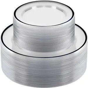 Elegant Black Party Plate Set 100pcs Dinner Dessert Plates for Gatherings Complete Matching Easy Setup Clean Sturdy for Meals Photo Ready Design Ideal for Busy Hosts