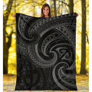 Premium Polynesian Style Blanket - Lightweight and Suitable for All Seasons, Soft Flannel Texture, Anti-Pilling, Machine Washable - Ideal for Sofa, Bed, Travel, Camping, Office - Multiple Sizes Available (30x40, 40x50, 50x60, 60x80inch ) - Modern Tropical