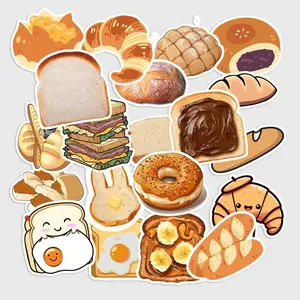 Sticker Pack 20 pcs Cute Bread Bakery Vinyl Stickers, Yummy Food Waterproof Decals
