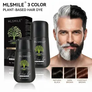 3‑in‑1 Hair Dye, Plant‑Based Hair & Beard Dye Shampoo with Built‑in Comb, 2‑in‑1 Hair Dye & Conditioner, Gentle Herbal Formula for 100% Gray Coverage, 100ml Unisex At‑Home Hair Coloring hair dye shampoo