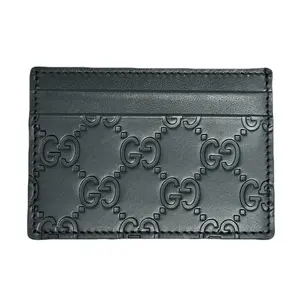 Pre-owned GUCCI Leather small leather goods Signature Black Monogram 5 Slot Cardholder Unisex