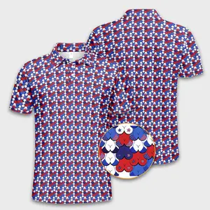 American Tatas 4th Of July Funny Novelty Polo Shirt, Merica Chest Print Polo Shirt, Funny USA Patriotic Lightweight Golf Apparel, Adult Humor Gag Gift Shirt