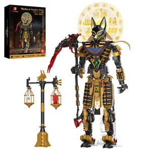 Judgment of the Gods: 3800+ PCS Anubis Mech Building Set – JMBricklayer Mythical Guardian Building Blocks with LED Display for Collectors
