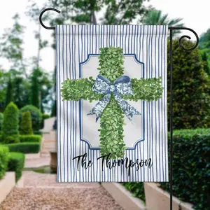 Easter Garden Flag, Spring Yard Decor, Outdoor Easter Decoration, Easter Porch Decor, Christian Gift, Cross Flag ID-0224-WFXI