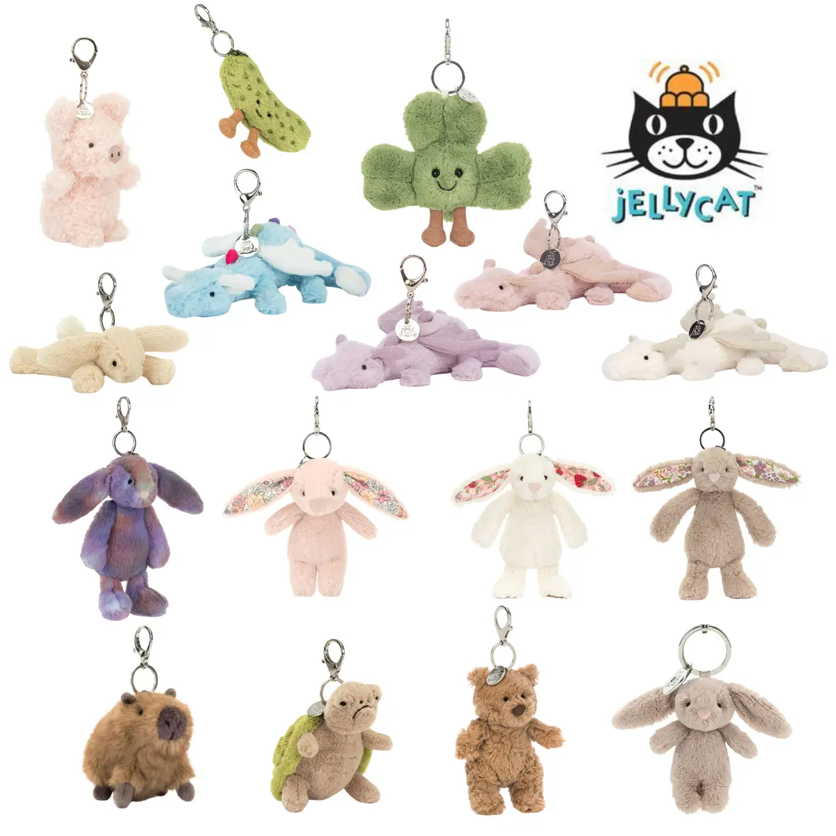 New Jellycat Collectible Keychain - Cute Animal Charm, Hanging Pendant for Car, Backpack Gift Accessory