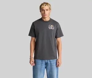 VULTURE REVERSE NECK GRAPHIC TEE  - CHARCOAL