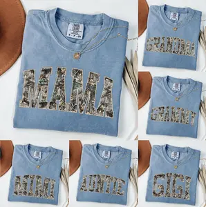 Comfort Colors Custom Mama BlueJean T-Shirt | Personalized Family Gift |Hunting Mama T-Shirt, Camo Mama Shirt, Mother's Day Gift, Camouflage Mama T-Shirt, Varsity Mama Shirt, Retro Mam Shirt