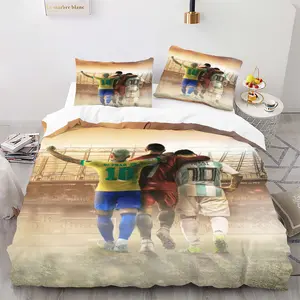 Football Legend Bedding Set, Includes 1 Fitted Sheet and 1/2 Coreless Pillowcases, Fan Exclusive Bedroom Decor, One Size Fits All