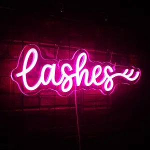 USB Powered Eyelash Neon Sign, LED Glow Wall Mounted Decorative Neon Light, Home Lighting Decoration Lamp for Eyelash Salon, Beauty Center, Cosmetic Store, Neon Accent Lights