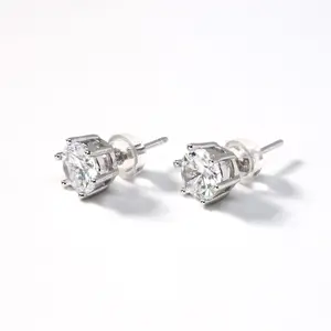 AMORETTO Brilliante Nova Studs 18K-Gold-Plated-Brass Hearts and Arrows Round Cut 5A+ CZ Stud Earrings Classic Solitaire Studs for Women Elegant Minimalist Jewelry Gift