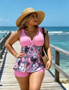 Plus Size Bathing Suit for Women, Womens Plus Size Swim Dress Swimsuit One Piece Tummy Control Bathing Suit Flowy Body Shaping Swimwear