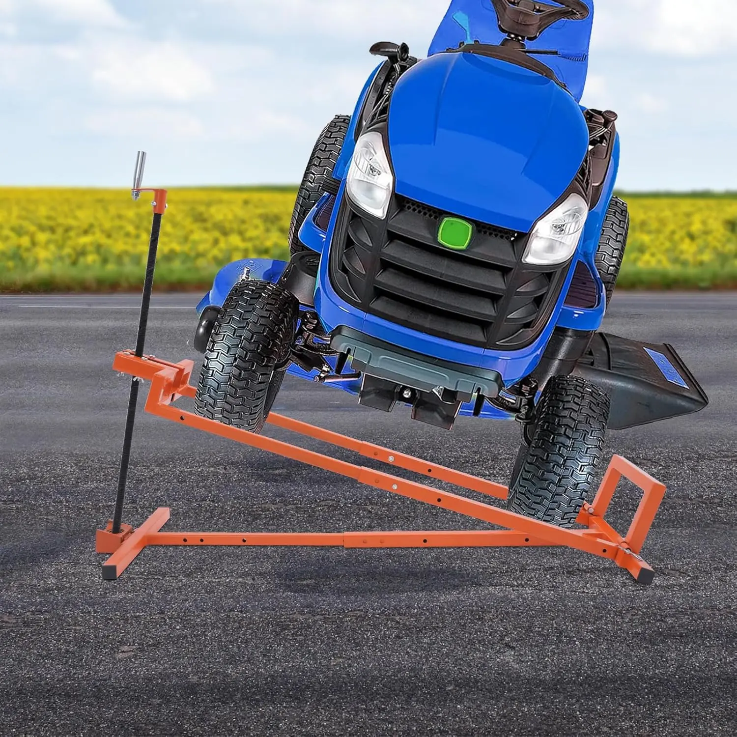 Lawn Mower Jack Lift for 46.2" Riding Mowers, Upgraded Lawn Tractor Lift with 882lb Weight Capacity, Retractable Riding Mower Lift, Easy Installation and Easy Storage