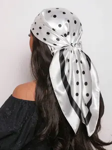 Women's Fashionable Versatile Polka Dot Silk Scarf 70x70cm, New Satin Square Scarf for Elegant Styling, Bandana Perfect Accessory for Any Occasion Headscarf