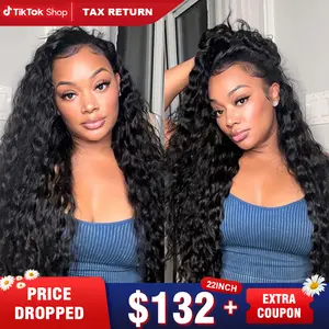 Reshine 3 In 1 Half Wigs Water Wave Human Hair Wigs For Beginners Glueless Wear Go Half Wigs With Drawstring Invisible Hairline Curly Hair Wigs#dealsforyoudays