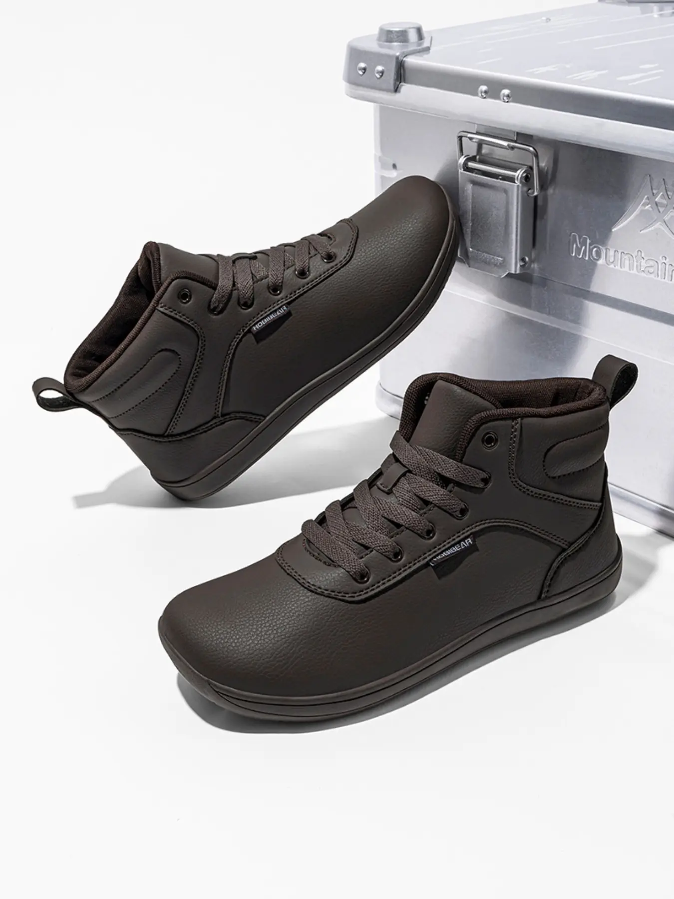 HOBIBEAR Men's Wide Head Sneakers, Casual Mid-Calf Textile Shoes, Comfortable Walking Boots, Casual Outdoor Boot, Pure Color Design, All Seasons Footwear