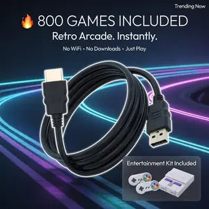 AV to HDMI Converter for TV – Plug & Play Video Adapter with 800 Retro Games & Dual Wired Controllers USB Powered