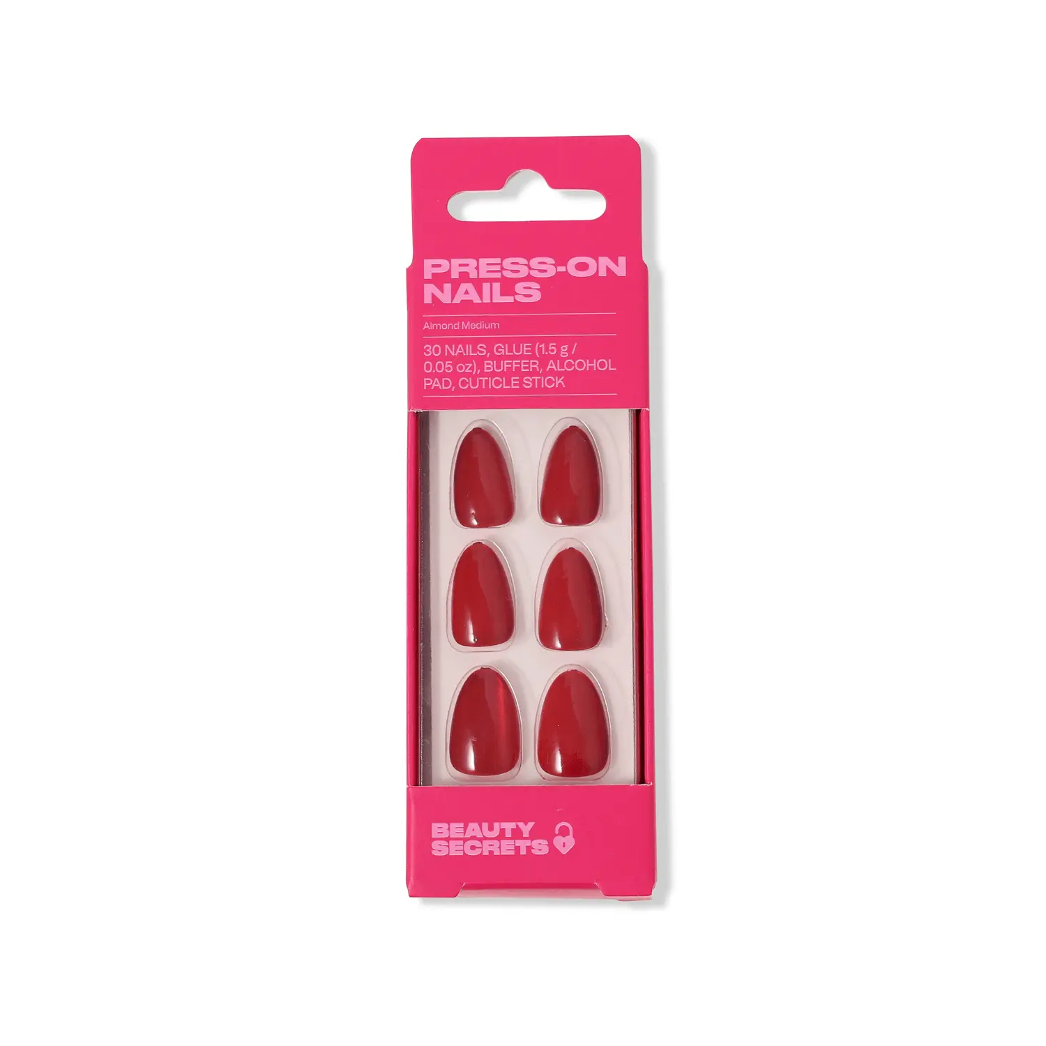 Beauty Secrets Press-On Nail Kit, 30 Pcs All-in-One Boxed Tips with Glue & Tools for Easy Nail Design, Boxed Tips Press On False Nails