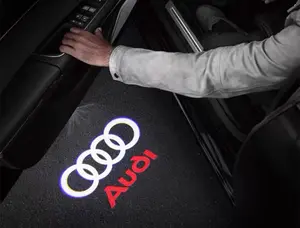 Never Fade 2Pcs Audi Door Welcome Lights - Laser Ghost Shadow Logo Projection for A4/Q5 Series, Waterproof & Easy Installation LED Decal