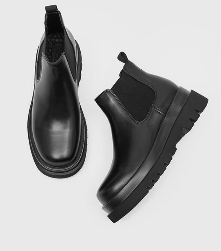 Men's Platform Chelsea Boots Black Height Increase Cleanfit Casual Business