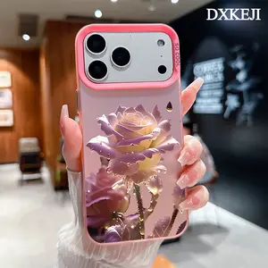 Rose with Water Drops Pattern Trendy Phone Case for iPhone 17 16 Pro Max 15 Plus 14 13 12 11 Air Plus Shockproof Anti-Scratch Durable TPU Back Protective Cover Cellphone Casing