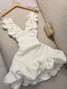 🌸 White Floral Strap Dress For Women, Perfect Summer Party And Date Night.